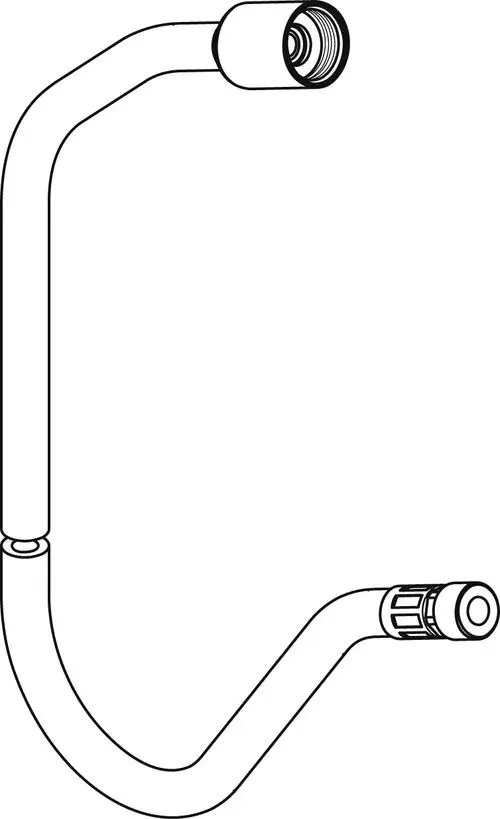 Schlauch mit gebogener Form und Gewindeanschlüssen, abgebildet in technischer Zeichnung, hergestellt von Ideal Standard.